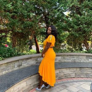 Orange embroidery dress